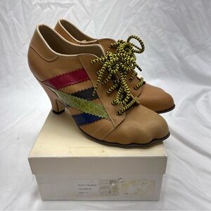 Vivienne Westwood Tracy Trainer Nude Leather with Multicolor Stripes UK 5